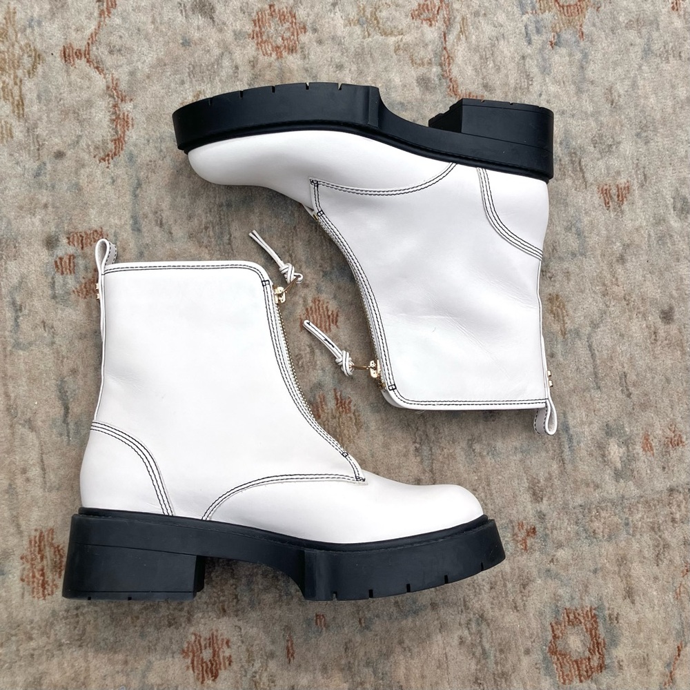 Coach White Ankle Boots with Black Sole - Picture 6 of 9